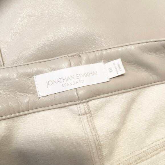 Jonathan Simkhai River High Rise Ceramic Cream Vegan Leather Pants 10 - Picture 11 of 12